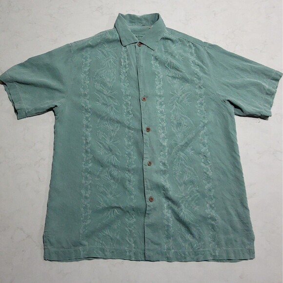Tommy Bahama Other - Tommy Bahama Relax 100% Silk Mint Green Hibiscus Floral Hawaiian Tropical M NWOT
